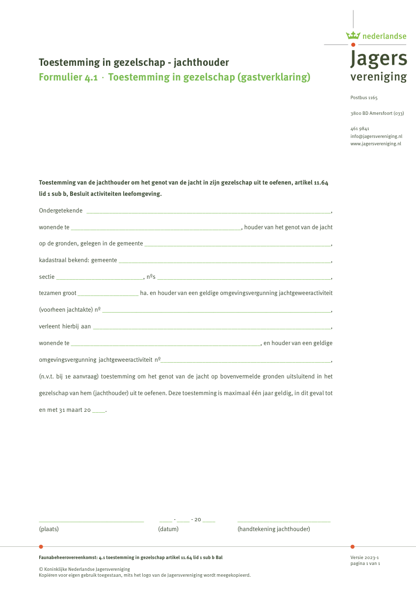 Leeg formulier 4.1 β Toestemming in gezelschap (gastverklaring)